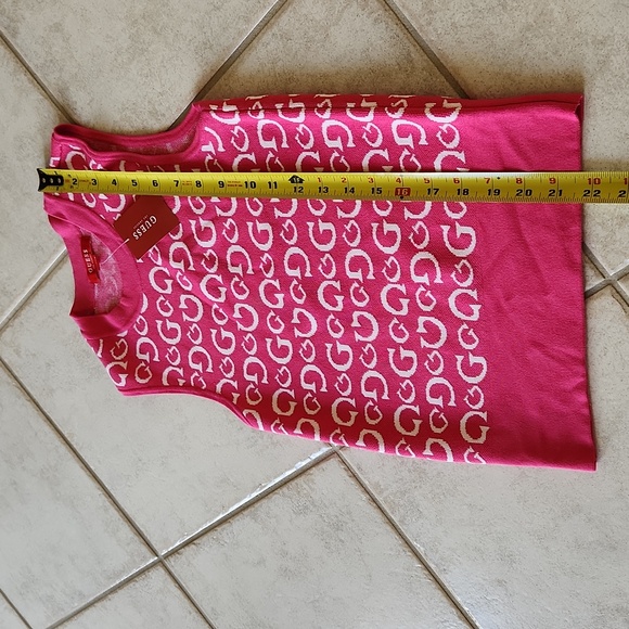 NWT ❗️ Guess pink and white logo vest small size logo sleeveless sweater - Picture 14 of 17